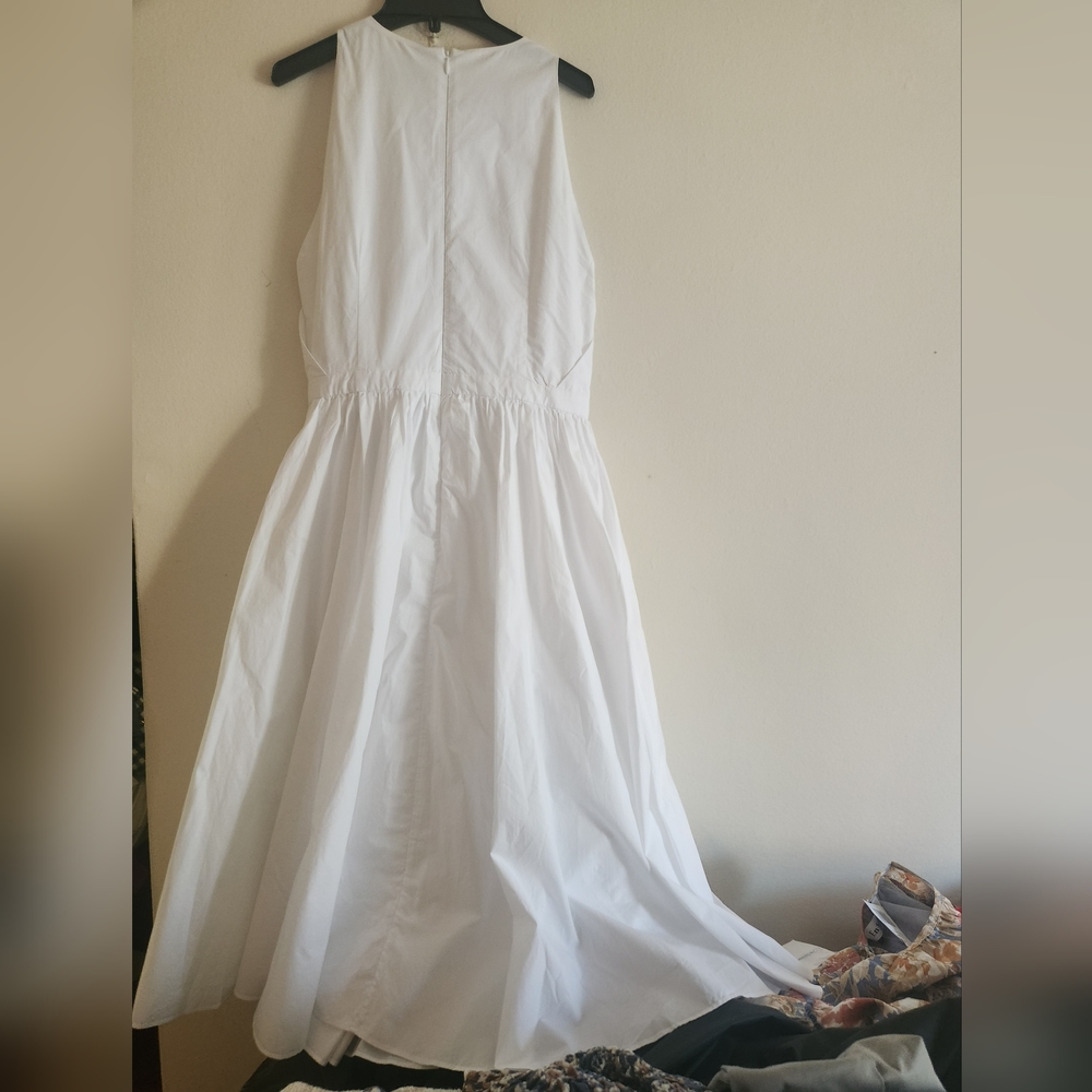JCrew High Neck Cotton Poplin Sleeveless Midi Dress White Size 4, 6, 8, 10 NWT - Picture 13 of 16